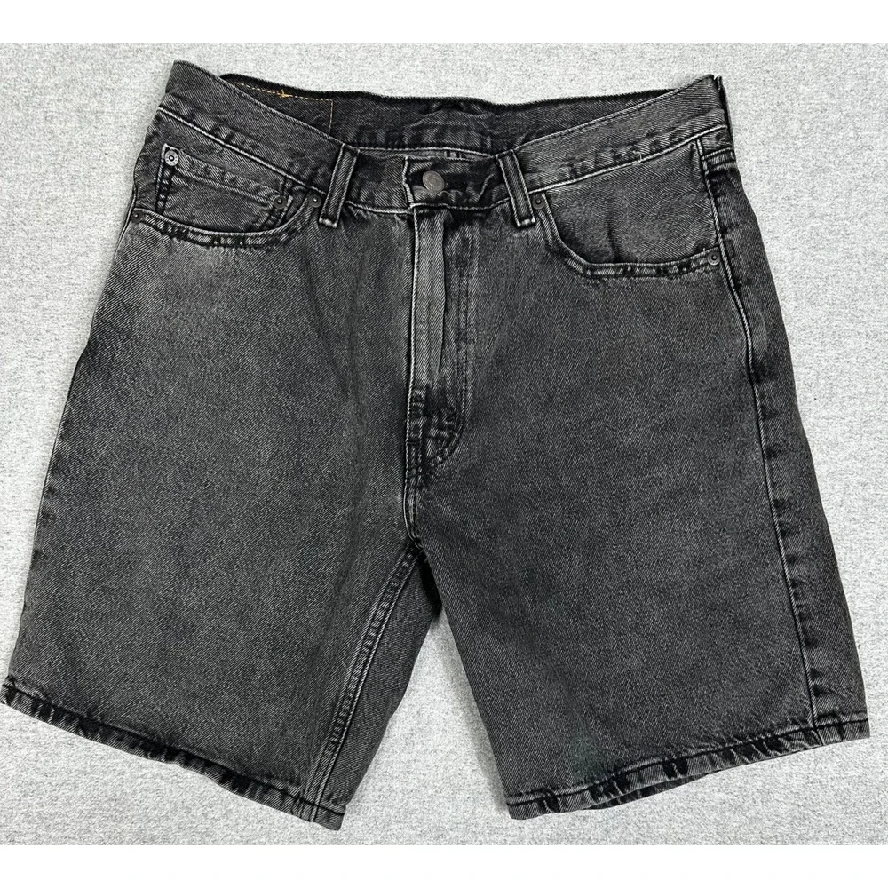 Levis 454 Denim Jean Shorts Men 32x10 Black Fade Jorts Cotton